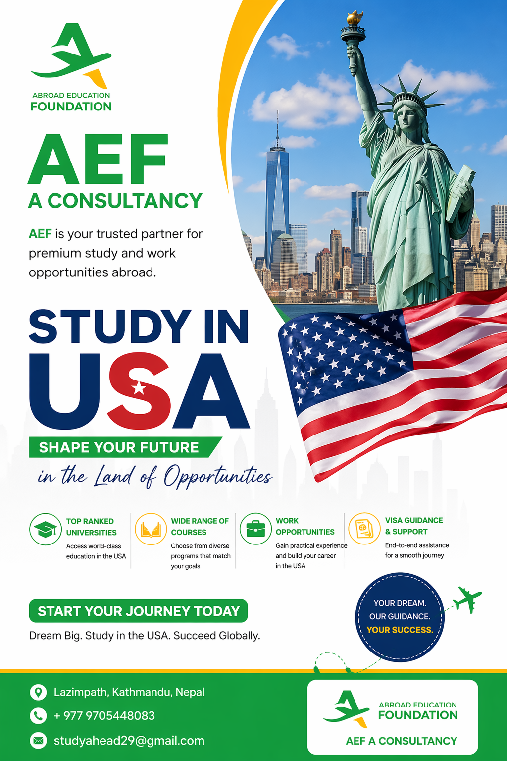 Study & Work in USA | AEF Nepal – Your Trusted Abroad Education Partner